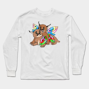 Caracal kittens with wings Long Sleeve T-Shirt